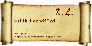 Kulik Leonárd névjegykártya